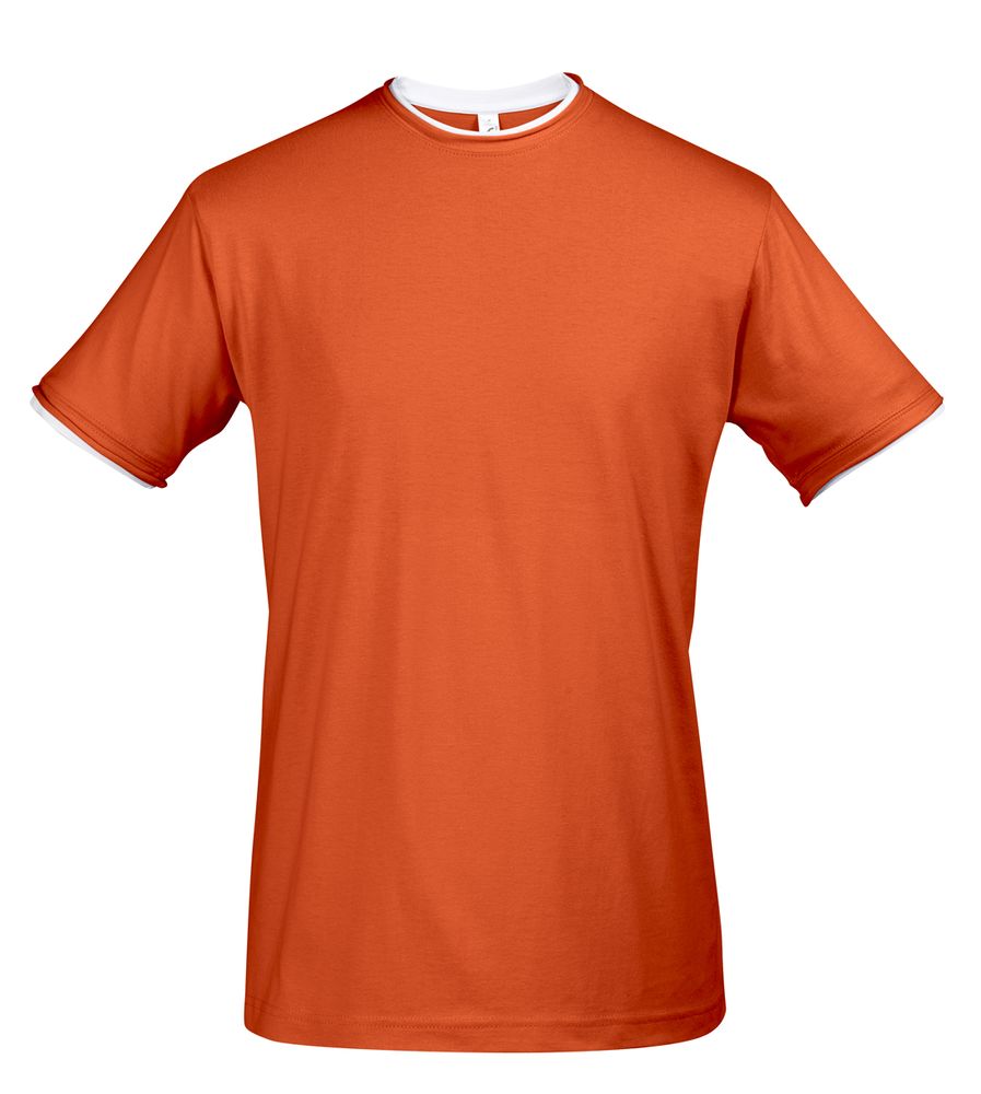 Футболка мужская с контрастной отделкой MADISON 170, оранжевый,белый
