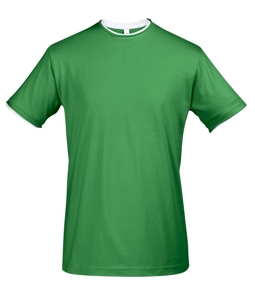 Футболка мужская с контрастной отделкой MADISON 170, насыщенный зеленый,белый